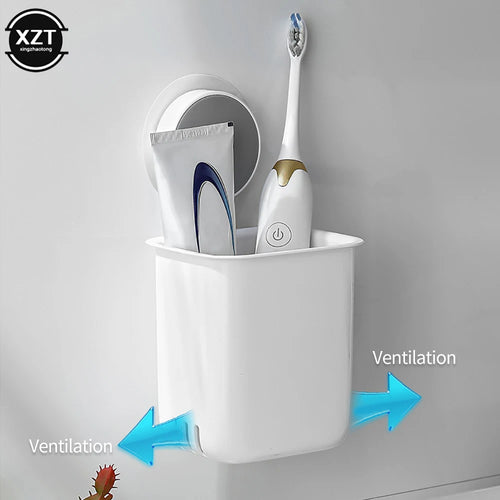 Wall-mounted toothbrush and tumbler holder waterproof practical organiser - vue 6 sur 6