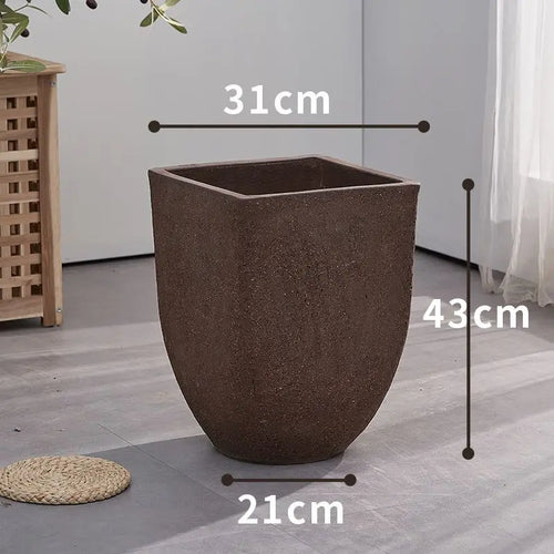 Square clay flower pot for outdoor garden with breathable plants - vue 9 sur 9