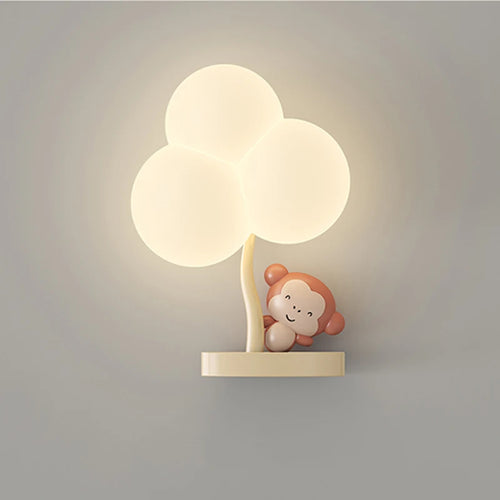 Creative bear and monkey wall lamp for baby - vue 2 sur 10
