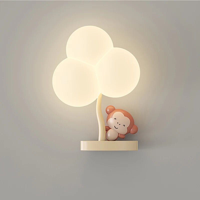 Creative bear and monkey wall lamp for baby