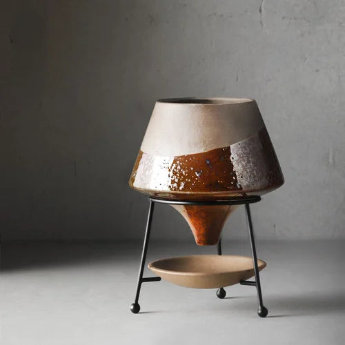 ceramic flower pot with modern metal stand - vue 11 sur 12