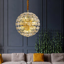 Copper dandelion crystal LED pendant chandelier