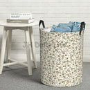 vintage circular floral foldable laundry basket