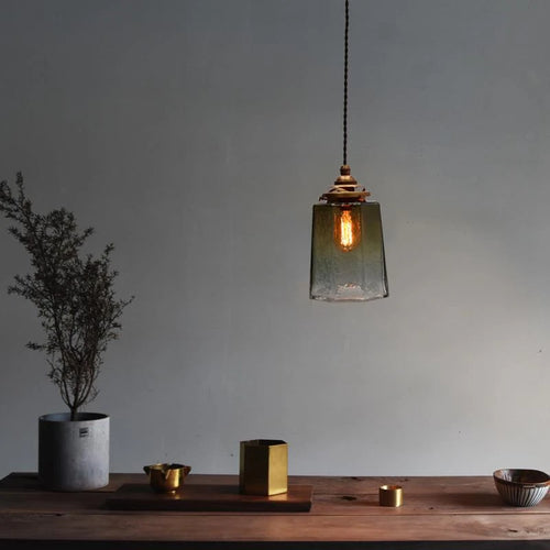 Luxurious copper glass pendant light antique fixture