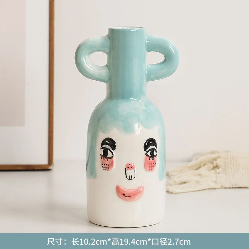 hand painted ceramic vase with fun decorative ears - vue 9 sur 11