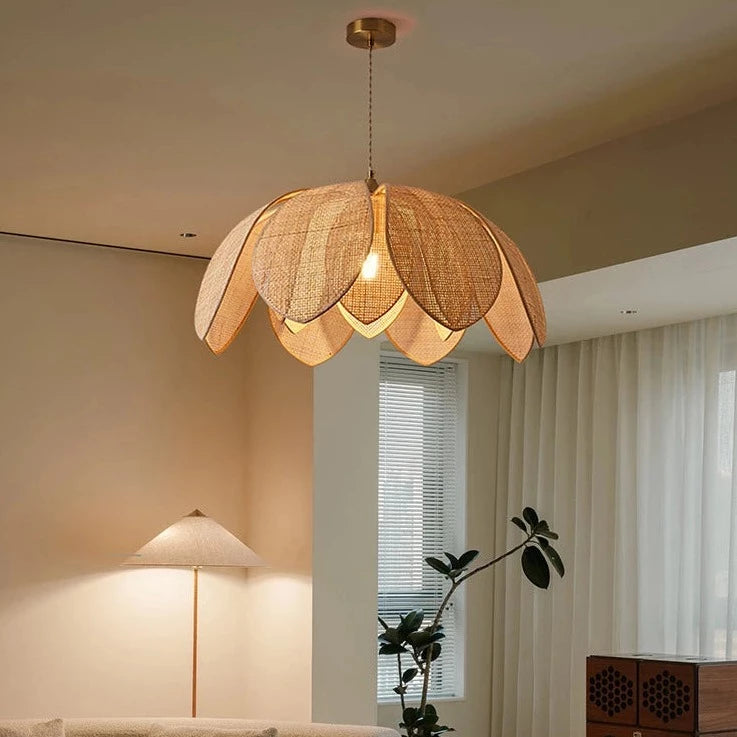 Japanese rattan petal pendant light - vue 6 sur 12
