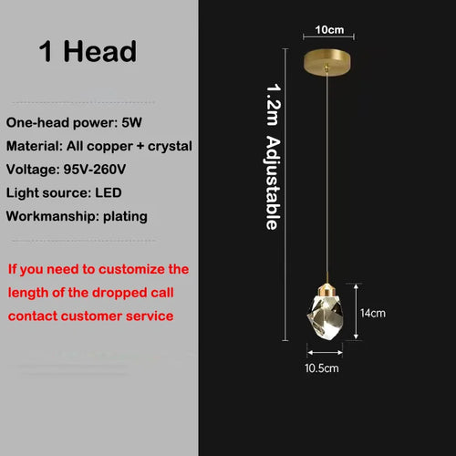 Modern elegant copper crystal LED chandelier