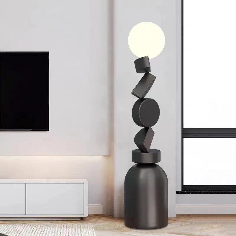 Round designer glass floor lamp for modern decor