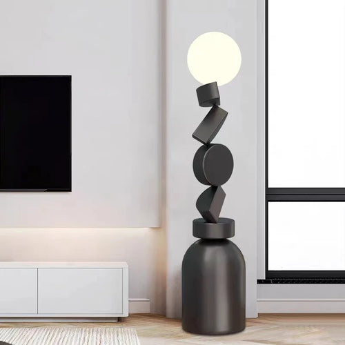Round glass designer floor lamp for modern decor - vue 2 sur 9
