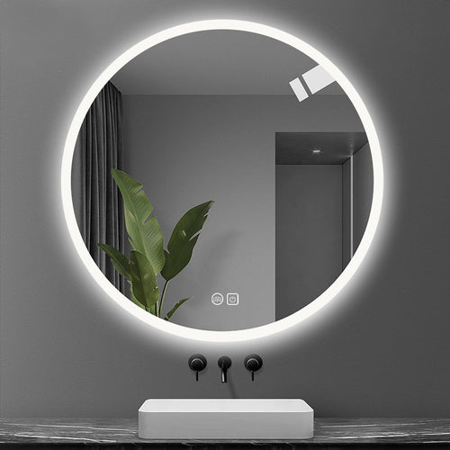 Round illuminated mirror with touch switch and anti-fog function - vue 2 sur 7