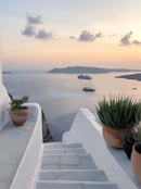 Modern summer coast Greece Santorini landscape posters