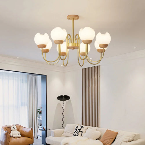 Nordic solid wood chandelier for elegant interior decoration - vue 4 sur 9