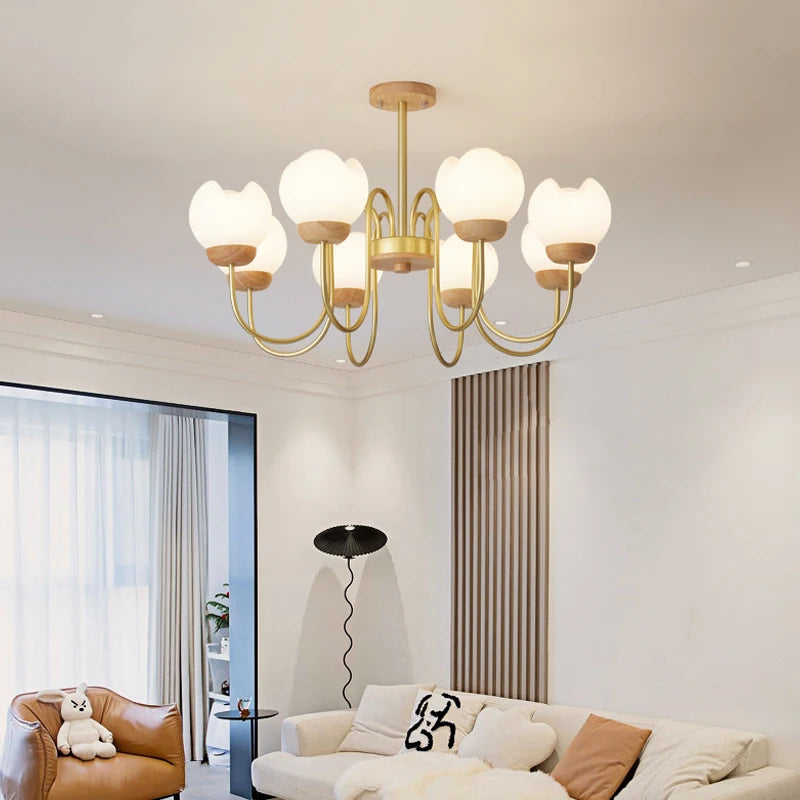 Nordic solid wood chandelier for elegant interior decoration - vue 4 sur 9