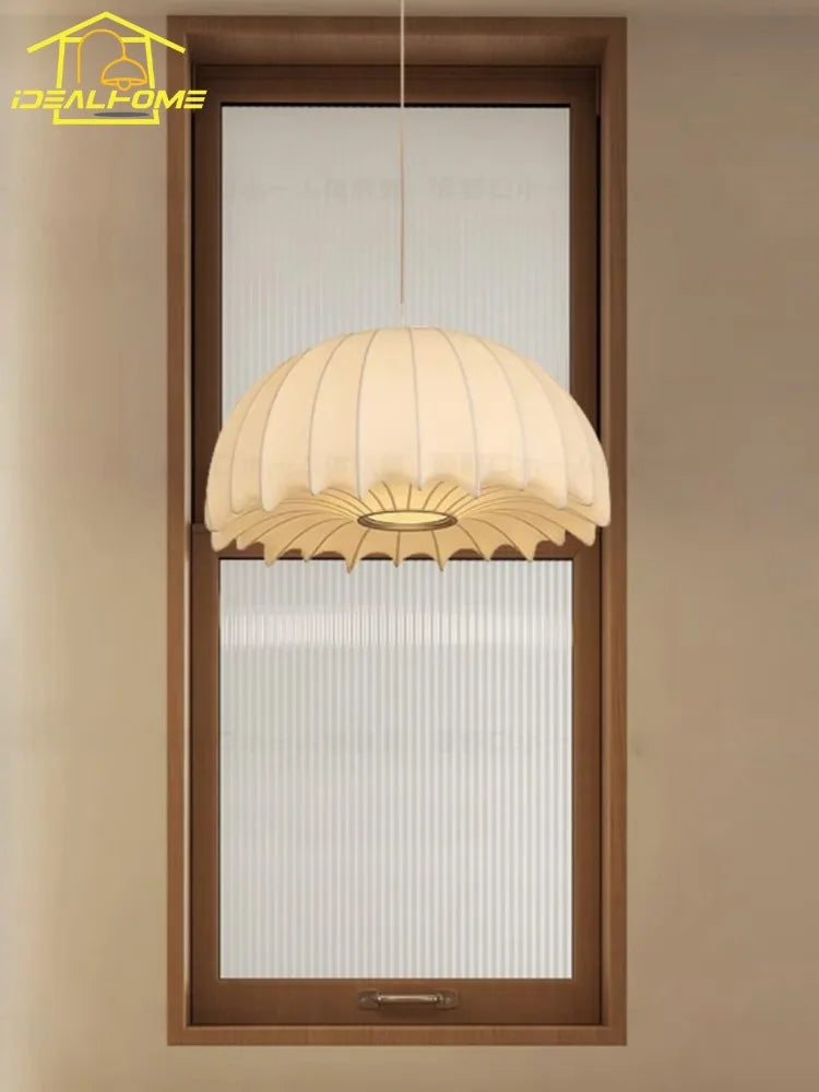 Modern nordic wabi sabi silk pendant light for interiors - vue 4 sur 9