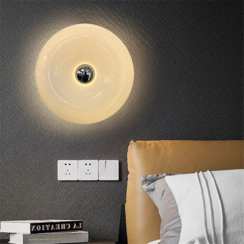 Nordic glass wall light with donut design