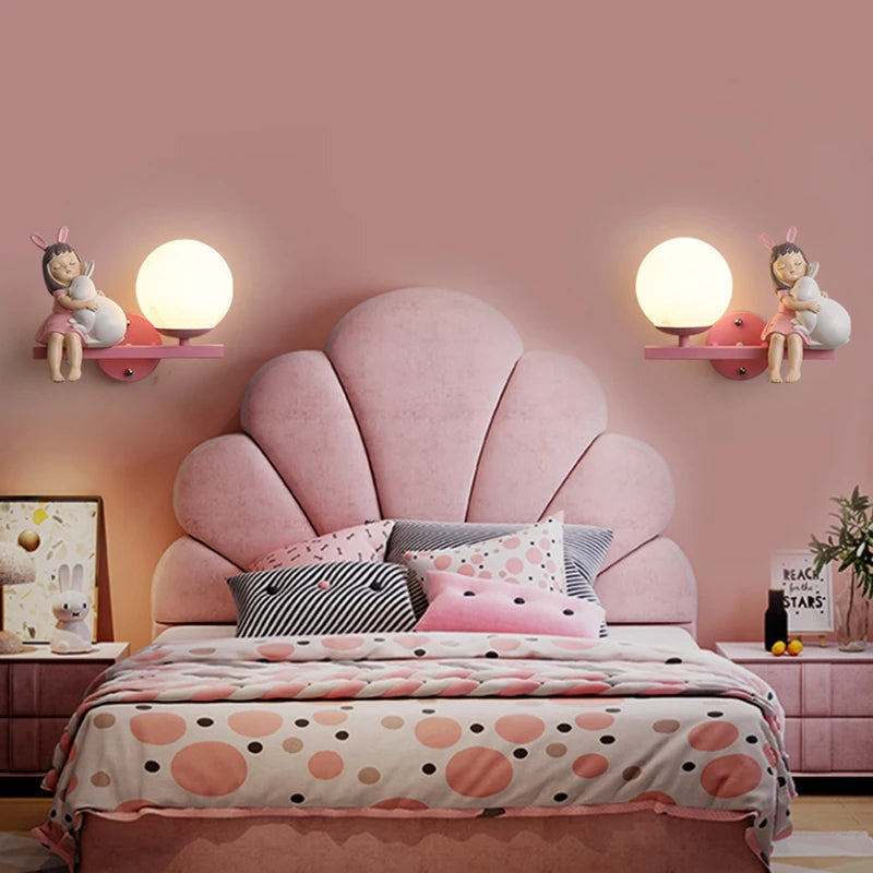 Children's wall light with princess, horse and rabbit motifs - vue 5 sur 23