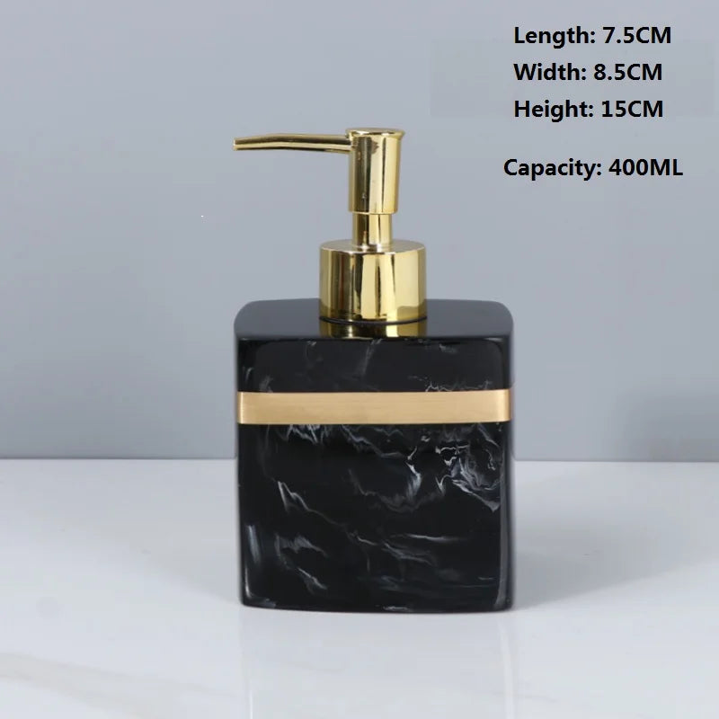 square resin bottle dispenser for soap and lotion - vue 5 sur 8