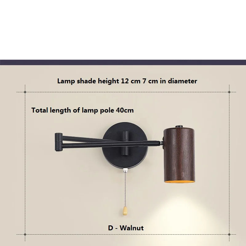 Rotating wooden wall light with adjustable swing arm - vue 14 sur 18