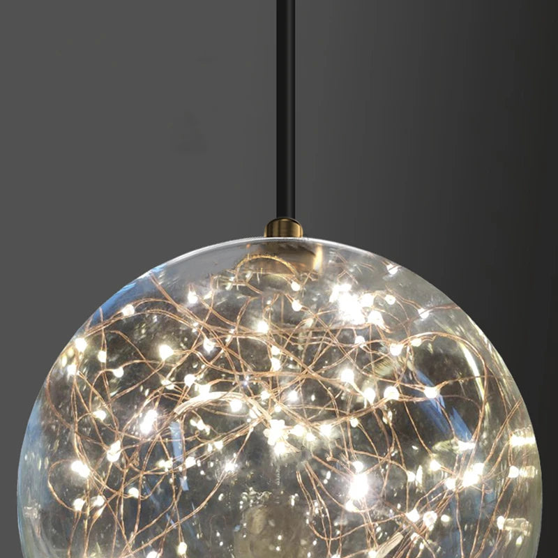 Modern LED pendant light in adjustable glass gypsophila - vue 5 sur 11