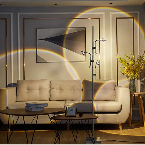 Luxury decorative floor lamp with sunset and dawn shadow projection - vue 4 sur 9