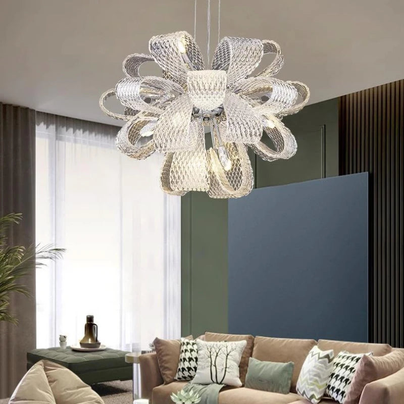 Minimalist floral glass chandelier for modern interiors