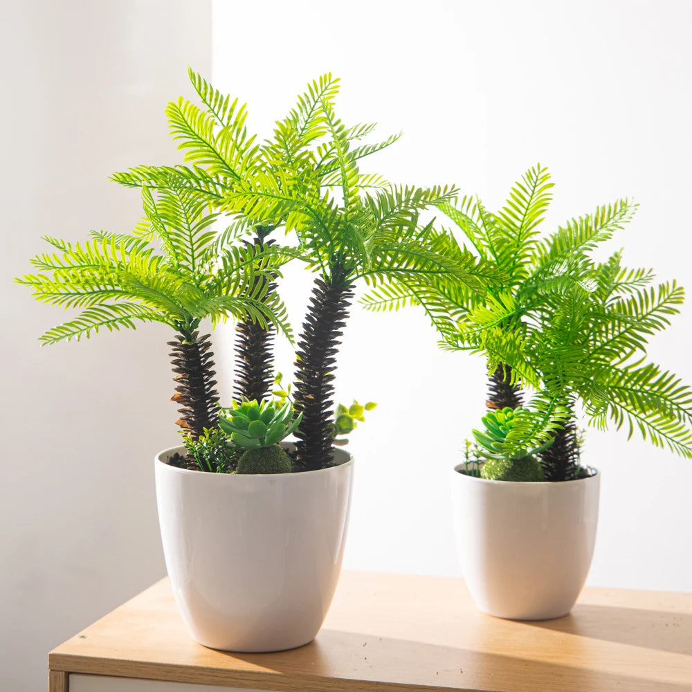 Large artificial potted palm tree decorative plant
