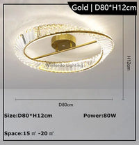Modern dimmable LED ceiling light with crystal rings