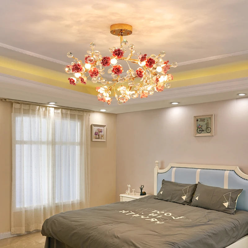 Italian ceramic chandelier with crystal lighting for weddings and interiors