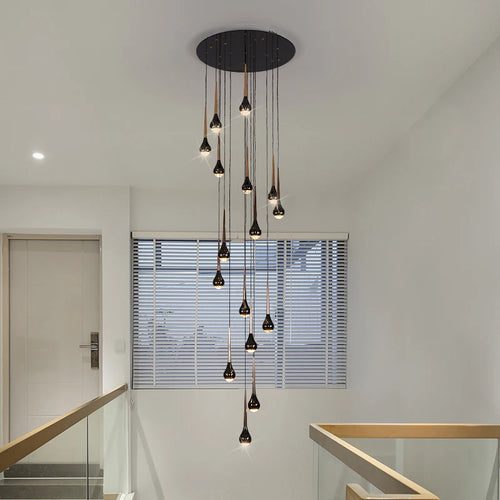 Modern nordic long hollow chandelier ideal for loft, hotel, or apartment - vue 4 sur 16