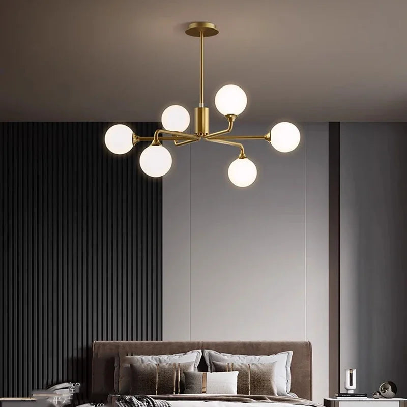 Modern glass pendant chandelier for home decor - vue 3 sur 8