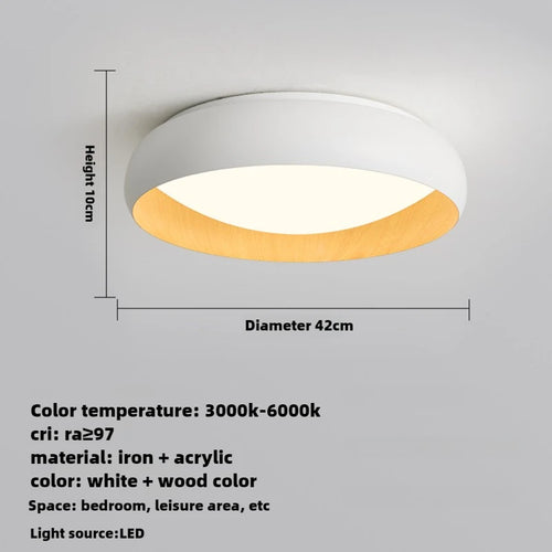 Minimalist Japanese retro circular anti-glare lamp with soft lighting - vue 8 sur 12