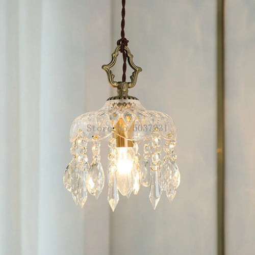 Nordic retro brass crystal and glass pendant chandelier - vue 4 sur 10