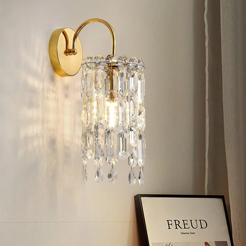 Elegant crystal LED wall light for interiors
