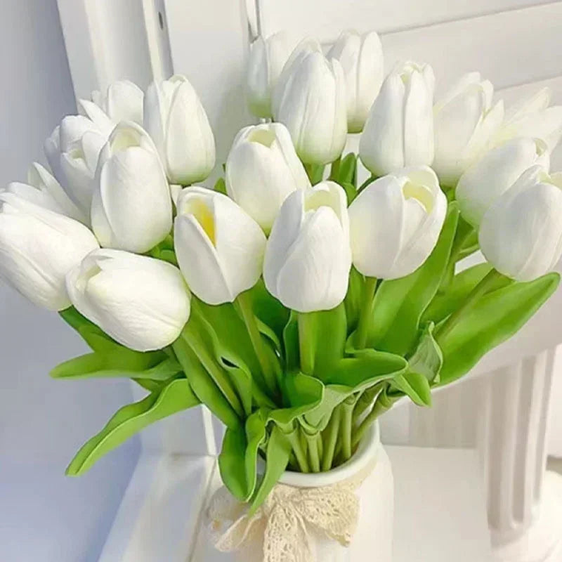 Set of artificial tulips for wedding and home decoration
