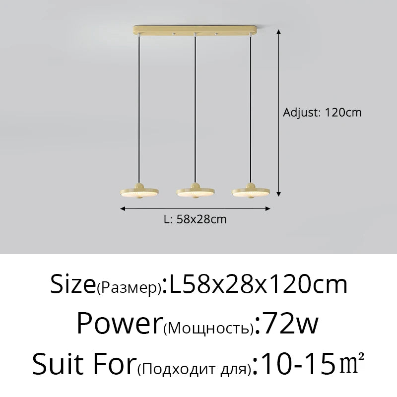 Three-head pendant light with eye protection and full spectrum, modern design