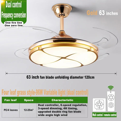 Modern silent ceiling light with integrated fan - vue 12 sur 12
