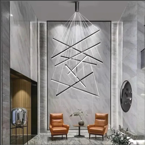 Modern Design Simple LED Ceiling Light, Penthouse Lobby Duplex Corridor Hotel Lobby Living Room Ceiling Decoration Chandelier - vue 3 sur 9