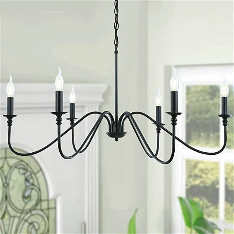 Minimalist American retro iron chandelier vantage pendant light