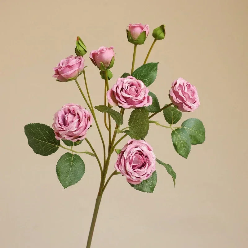 Decorative artificial silk rose branches with 7 heads