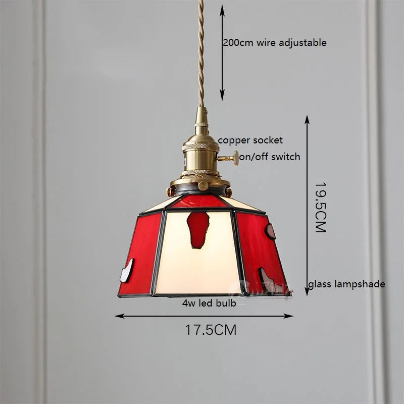 Nordic vintage handheld lamp with coloured glass and copper - vue 28 sur 29