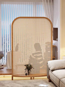 solid wood rattan screen, living room, retro entryway, shelf, partition, homestay, mobile seat screen