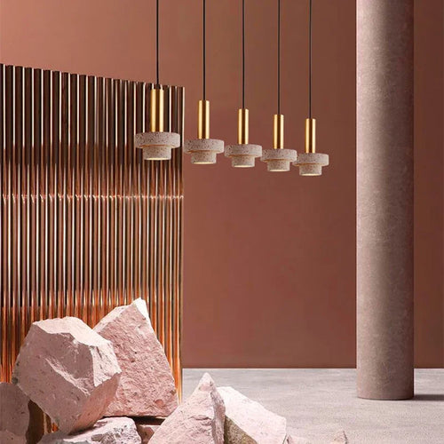 Nordic marble pendant light with modern LED lighting - vue 9 sur 9