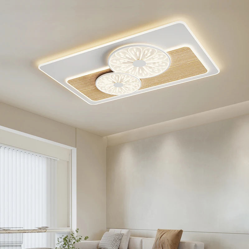 Luxurious minimalist Nordic modern wooden square ceiling light