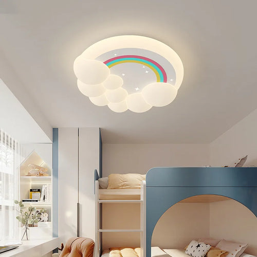 modern LED ceiling light with clouds and bubbles for children's bedrooms - vue 3 sur 10