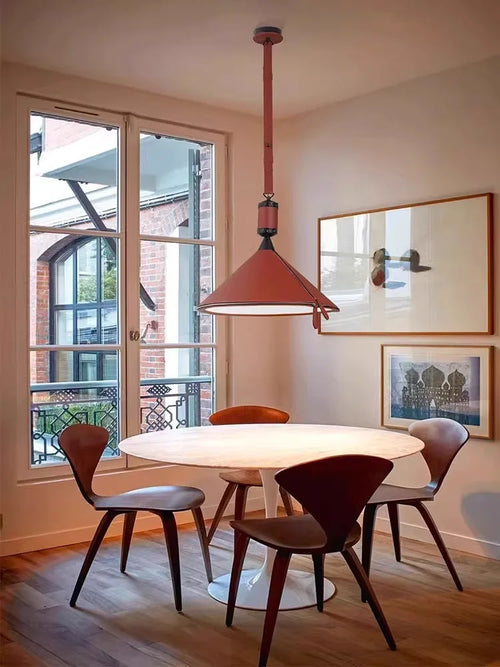 Modern minimalist luxury leather pendant light - vue 3 sur 18