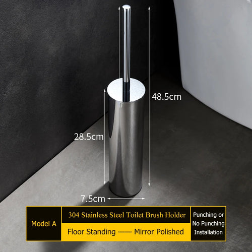Wall-mounted stainless steel toilet brush holder for bathroom - vue 13 sur 14