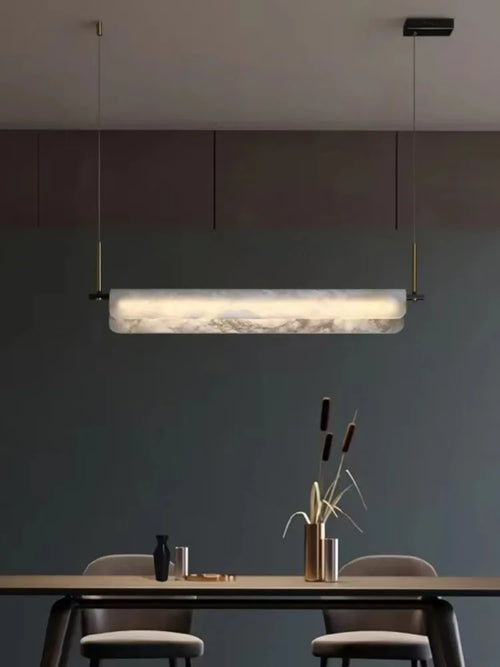Spanish natural marble and copper chandelier for modern decor - vue 3 sur 12