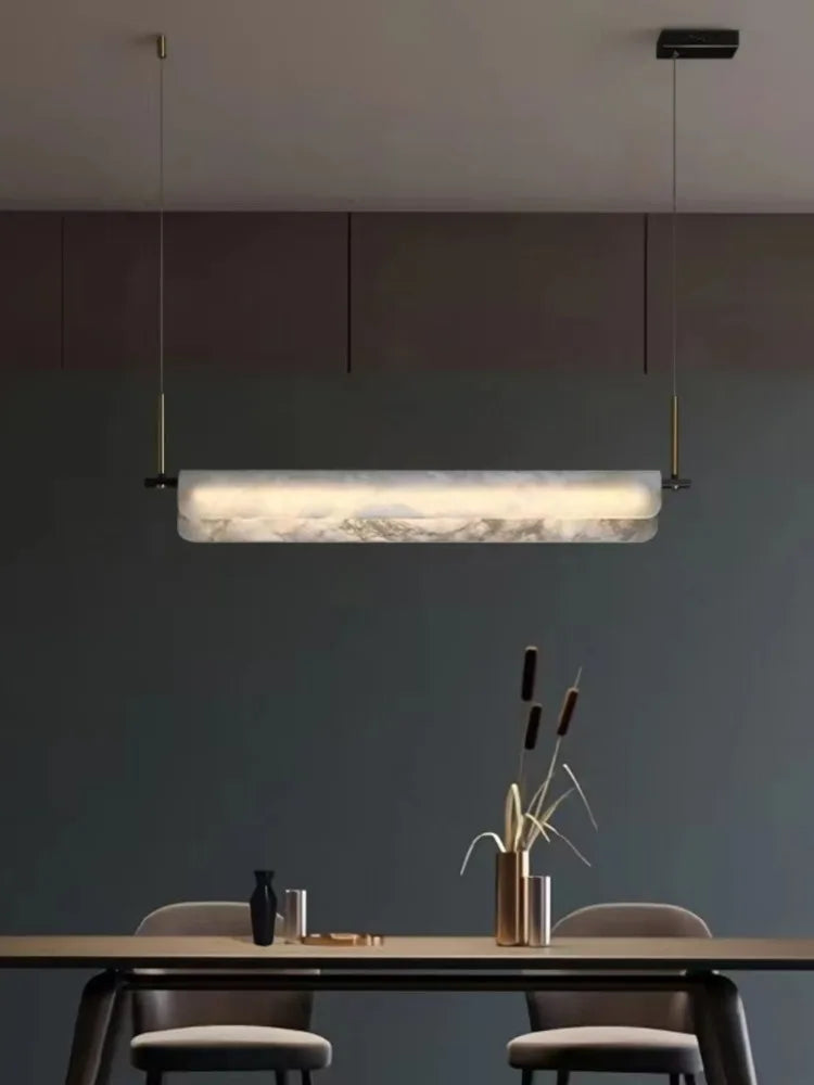 Spanish natural marble and copper chandelier for modern decor - vue 3 sur 12