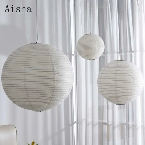 Japanese style rice paper pendant light for interior decoration - vue 4 sur 7