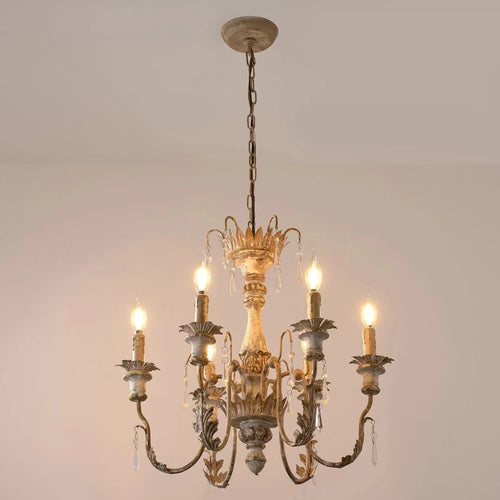 Vintage French wood chandelier art design light